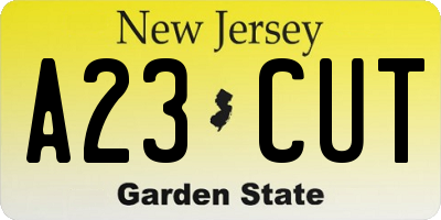 NJ license plate A23CUT