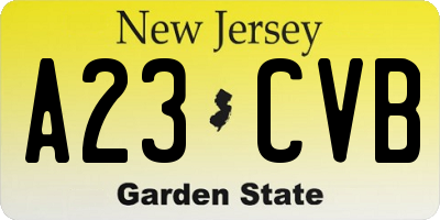 NJ license plate A23CVB