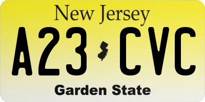NJ license plate A23CVC