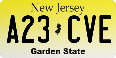 NJ license plate A23CVE