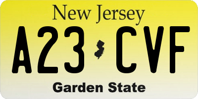 NJ license plate A23CVF