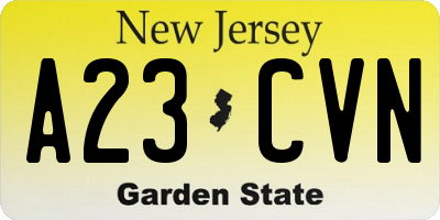NJ license plate A23CVN