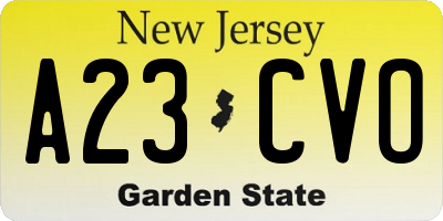 NJ license plate A23CVO