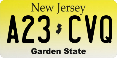 NJ license plate A23CVQ