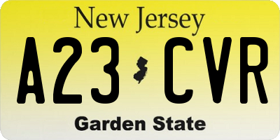 NJ license plate A23CVR