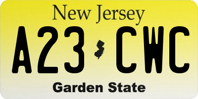 NJ license plate A23CWC