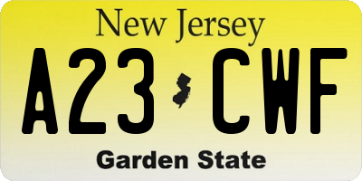 NJ license plate A23CWF