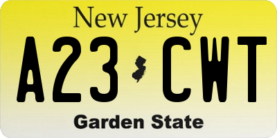 NJ license plate A23CWT