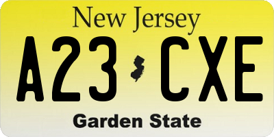 NJ license plate A23CXE