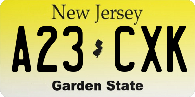 NJ license plate A23CXK
