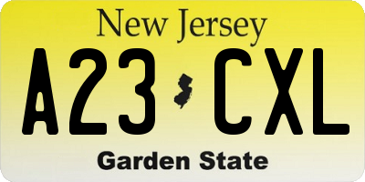 NJ license plate A23CXL