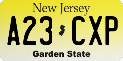 NJ license plate A23CXP
