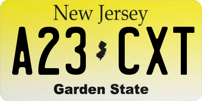 NJ license plate A23CXT