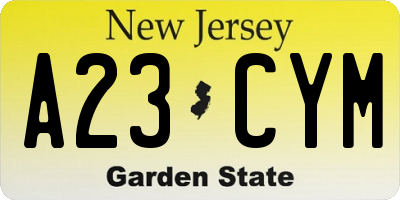 NJ license plate A23CYM