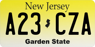 NJ license plate A23CZA