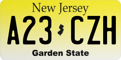 NJ license plate A23CZH