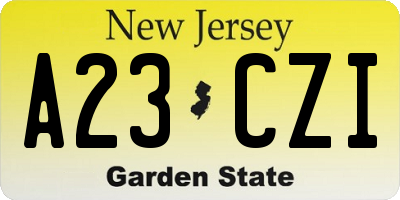 NJ license plate A23CZI