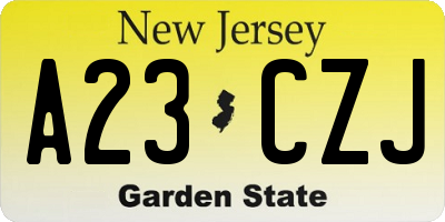 NJ license plate A23CZJ