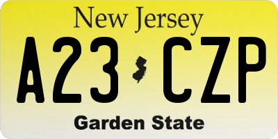 NJ license plate A23CZP