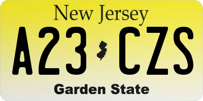 NJ license plate A23CZS