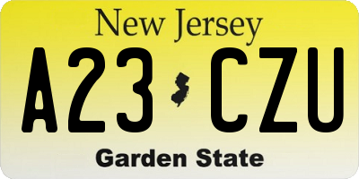 NJ license plate A23CZU