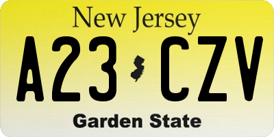NJ license plate A23CZV