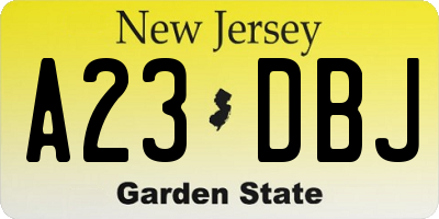 NJ license plate A23DBJ