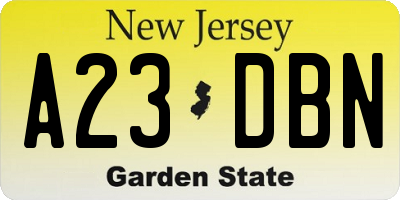 NJ license plate A23DBN