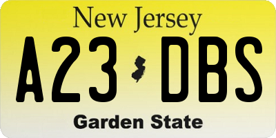 NJ license plate A23DBS