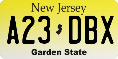 NJ license plate A23DBX
