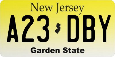 NJ license plate A23DBY