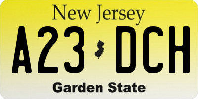 NJ license plate A23DCH