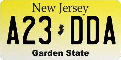 NJ license plate A23DDA