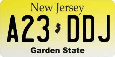 NJ license plate A23DDJ
