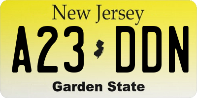 NJ license plate A23DDN
