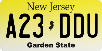 NJ license plate A23DDU