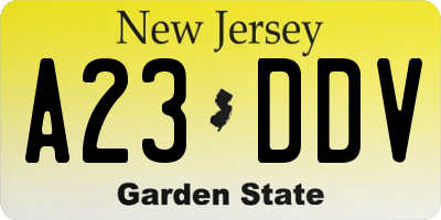 NJ license plate A23DDV