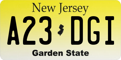 NJ license plate A23DGI