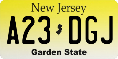 NJ license plate A23DGJ