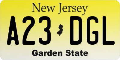 NJ license plate A23DGL