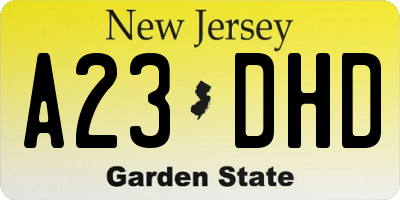 NJ license plate A23DHD