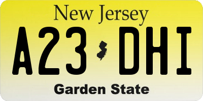 NJ license plate A23DHI