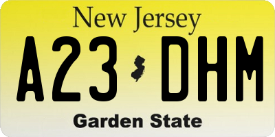NJ license plate A23DHM
