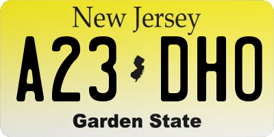 NJ license plate A23DHO