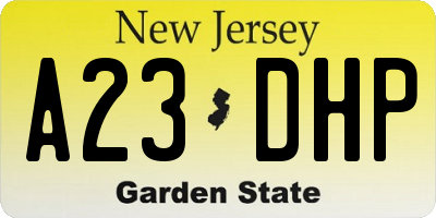 NJ license plate A23DHP
