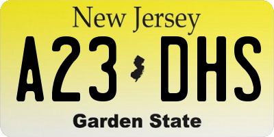 NJ license plate A23DHS