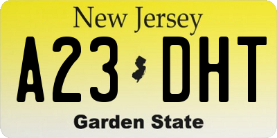 NJ license plate A23DHT