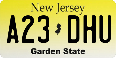 NJ license plate A23DHU