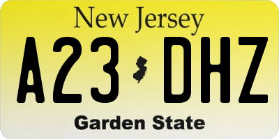 NJ license plate A23DHZ
