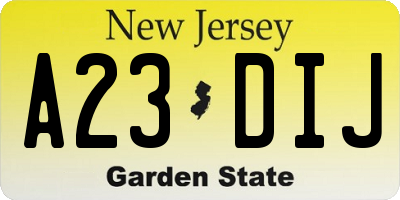 NJ license plate A23DIJ
